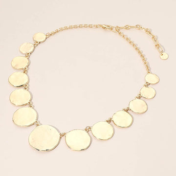Madeline Love Gold Hammered Metal Disc Link Chain Necklace - Necklaces