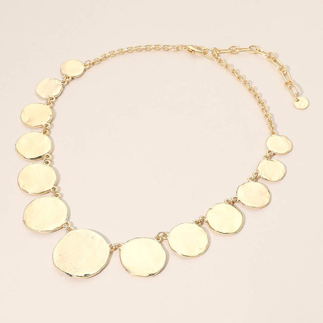 Madeline Love Gold Hammered Metal Disc Link Chain Necklace - Necklaces