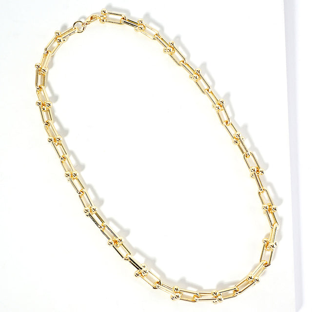 Gold Gold Dipped Hardware Chain Link Necklace