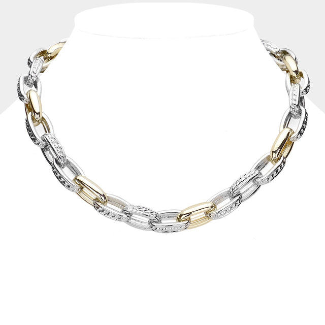 Madeline Love Two Tone 14K Gold Plated Two Tone Chunky Chain Magnetic Necklace