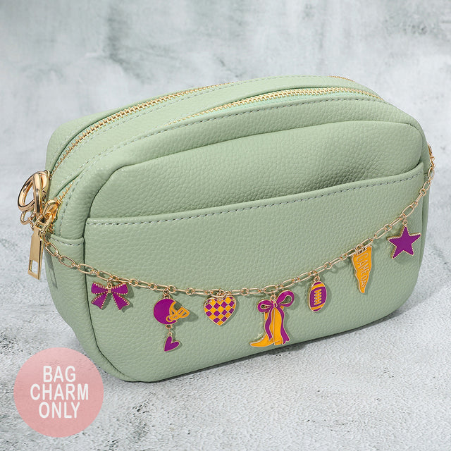 Madeline Love Gold, Purple , Yellow Western Theme Gameday Football Charm Station Bag Charm - Bags & Wallets