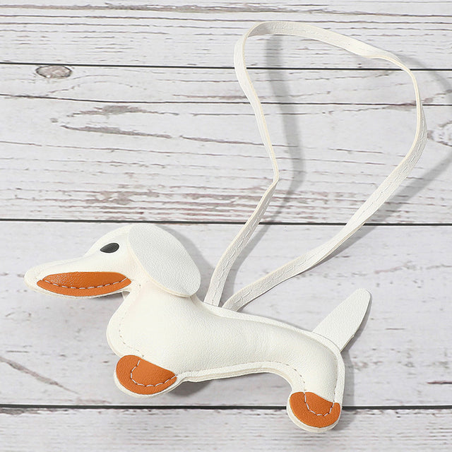 Madeline Love Cream Faux Leather Dachshund Dog Bag Charm - Bags & Wallets