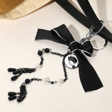 Madeline Love Gold SECRET BOX_Vintage Cameo Bow Pearl Chain Bag Charm / Keychain - Bags & Wallets