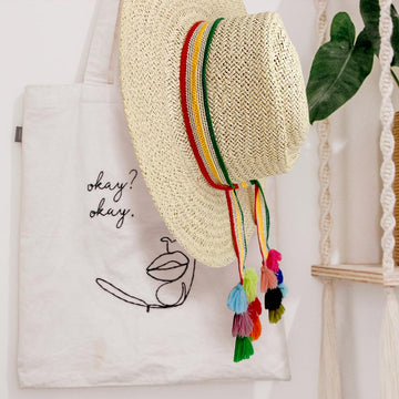 Madeline Love Yellow Striped Crochet Tassel Tip Hat Band - Hair Accessories