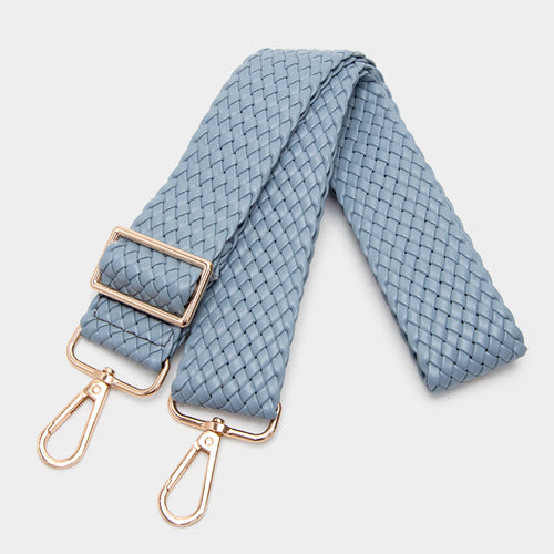 Faux Leather Braided Bag Strap - Gray