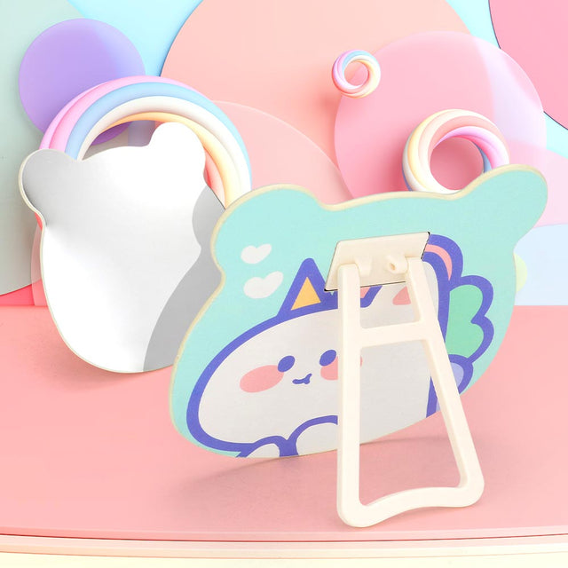 Madeline Love Light Blue Unicorn Animal Character Printed Table Mirror - Beauty & Cosmetics