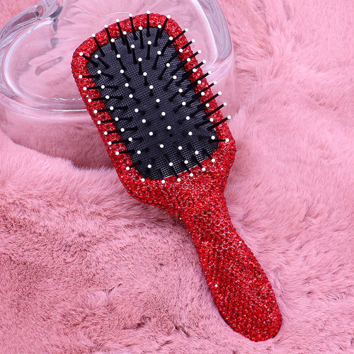 Rhinestone Pave Hair Brush - Peach