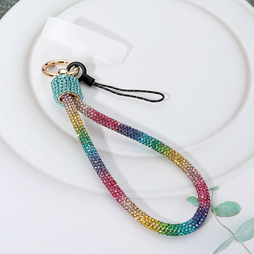 Bling Studded Phone Strap Keychain Bag Charm - Multi