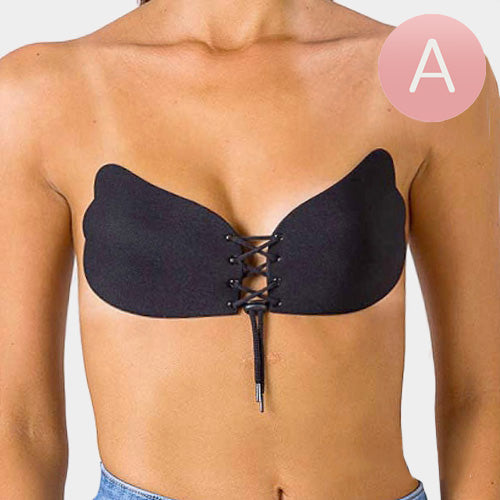A Strapless Adhesive Corset Push Bra - Black