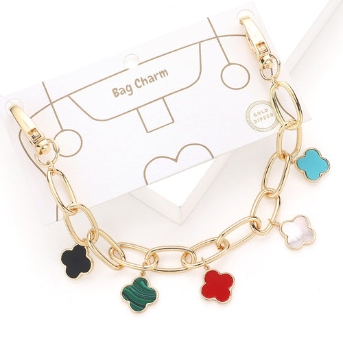 Quatrefoil Pendant Station Bag Charm - Gold, Multi