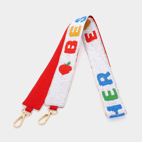 BEST TEACHER Message Seed Beaded Sequin Bag Strap - Multi