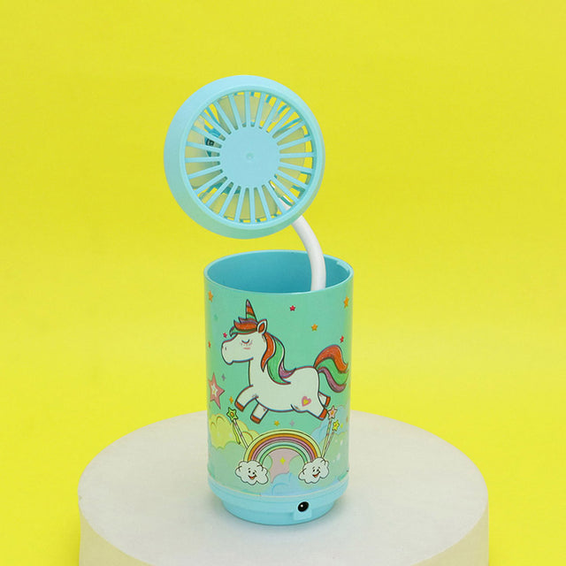 Madeline Love Blue Unicorn Printed Portable Pen Holder Table Fan USB CHARGE - Jewelry