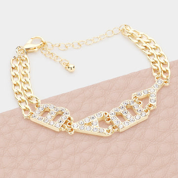 Madeline Love Gold BABY Rhinestone Embellished Message Bracelet - Bracelets