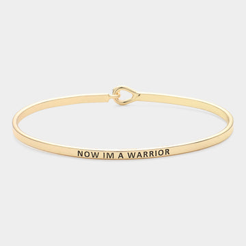 Madeline Love Gold "Now I'm a Warrior" Thin Brass Metal Hook Bracelet - Bracelets
