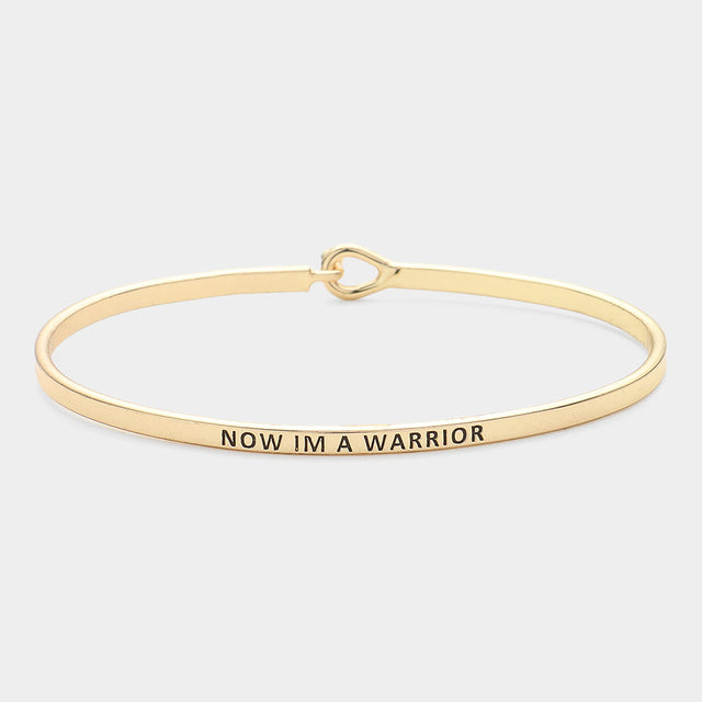 Madeline Love Gold "Now I'm a Warrior" Thin Brass Metal Hook Bracelet - Bracelets