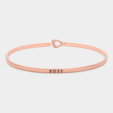 Madeline Love Rose Gold "Boss" Thin Brass Metal Hook Bracelet - Bracelets