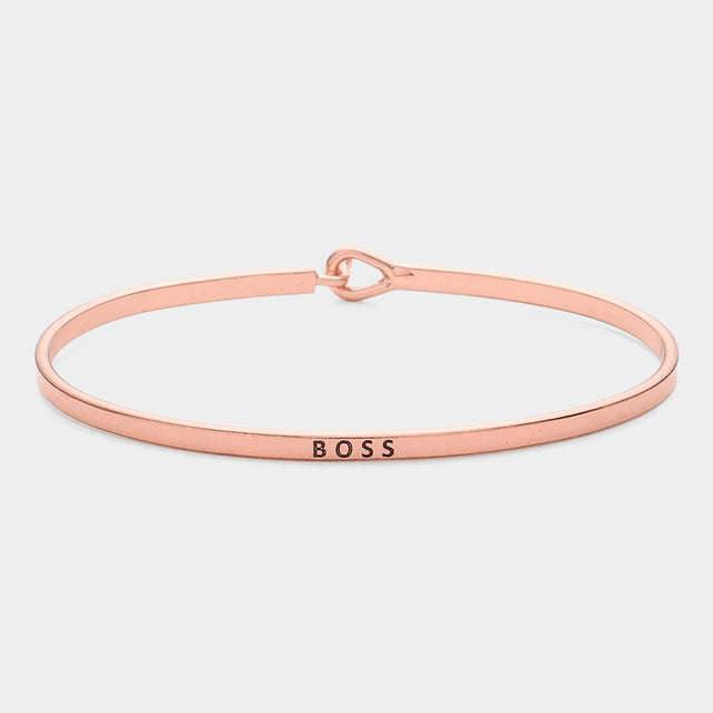 Madeline Love Rose Gold "Boss" Thin Brass Metal Hook Bracelet - Bracelets