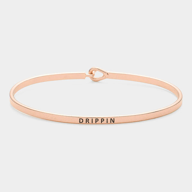Madeline Love Rose Gold "Drippin" Thin Brass Metal Hook Bracelet - Bracelets