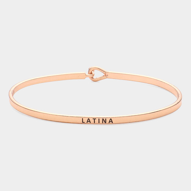 Madeline Love Rose Gold "Latina" Thin Brass Metal Hook Bracelet - Bracelets