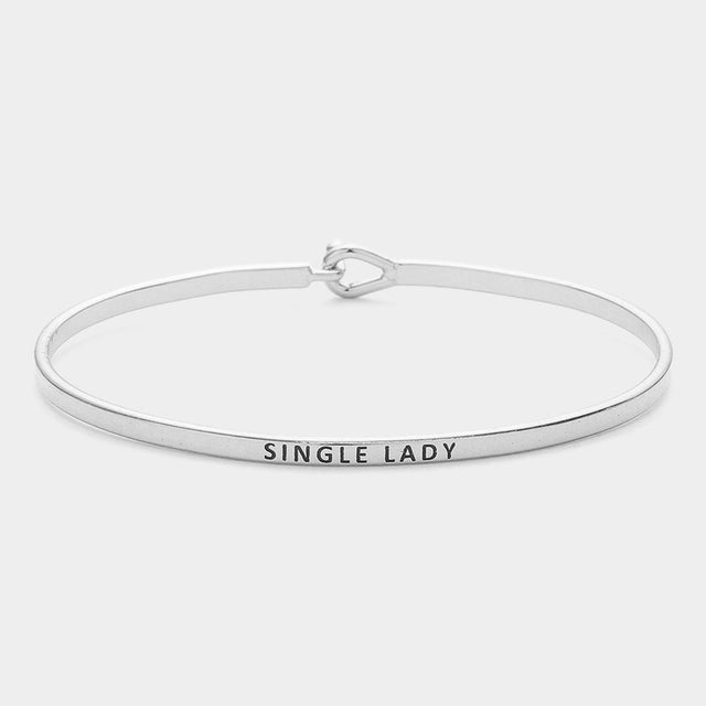 Madeline Love Rhodium "Single Lady" Thin Brass Metal Hook Bracelet - Bracelets