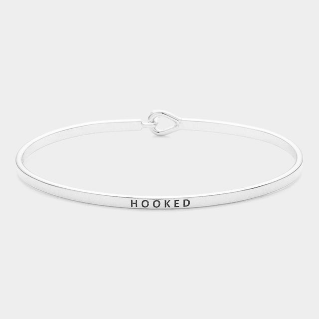 Madeline Love Rhodium "Hooked" Thin Brass Metal Hook Bracelet - Bracelets