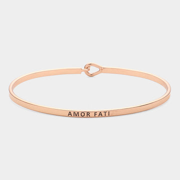 Madeline Love Rose Gold "Amor Fati" Thin Brass Metal Hook Bracelet - Bracelets