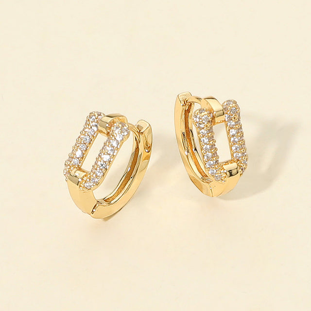 Madeline Love Gold 14K Gold Dipped CZ Stone Paved Mini Huggie Hoop Earrings