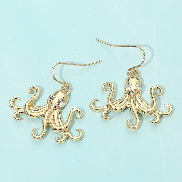 Madeline Love Gold Stone Accent Metal Octopus Drop Dangle Earrings - Jewelry