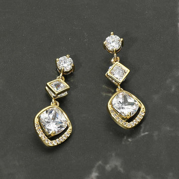 Madeline Love Gold Gold Dipped Geometric Drop CZ Earrings
