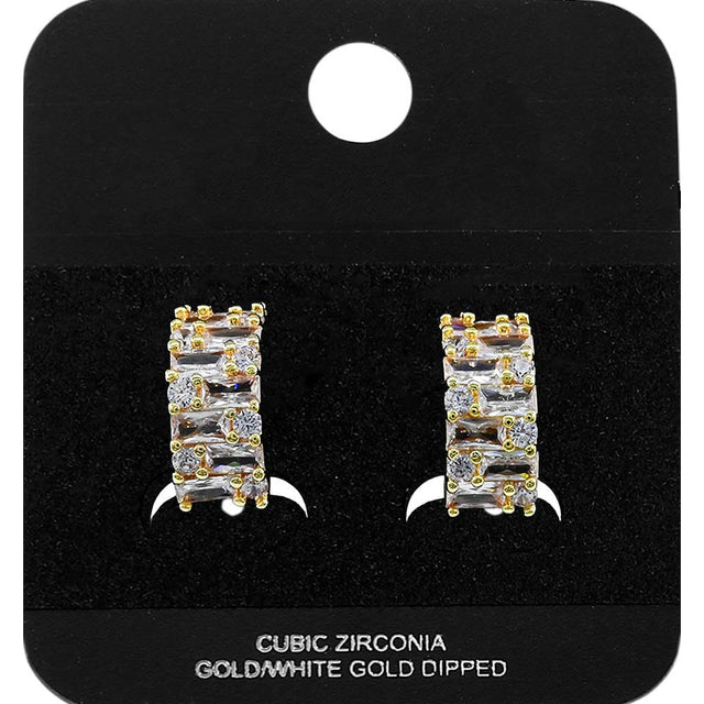 Madeline Love Gold Gold Dipped Baguette CZ Mini Half Hoop Earrings - Jewelry