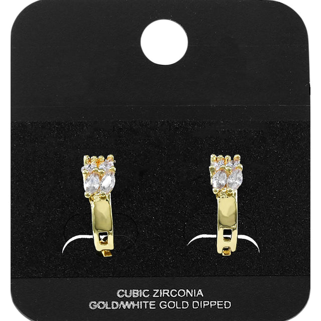 Madeline Love Gold Gold Dipped Marquise CZ Cluster Accent Mini Open Hoop Earrings - Jewelry