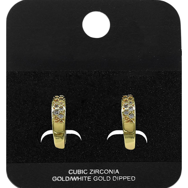 Madeline Love Gold Gold Dipped CZ Pave Lattice Mini Open Hoop Earrings - Jewelry