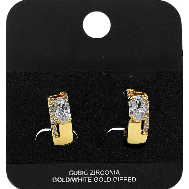 Madeline Love Gold Gold Dipped Oval CZ Accent Mini Open Hoop Earrings - Jewelry