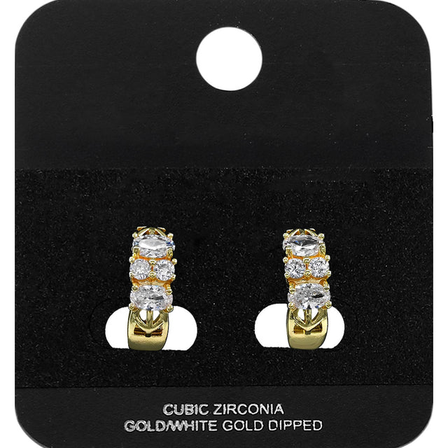 Madeline Love Gold Gold Dipped CZ Cluster Embellished Mini Open Hoop Earrings - Jewelry