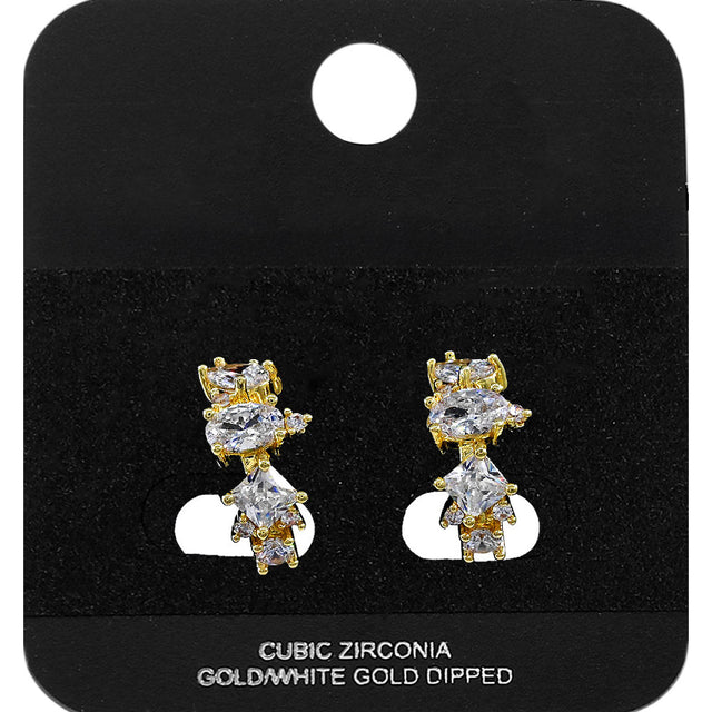 Madeline Love Gold Gold Dipped Multi Shape CZ Cluster Around Mini Open Hoop Earrings - Jewelry