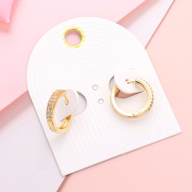Madeline Love Gold Stone Paved Mini Huggie Hoop Earrings