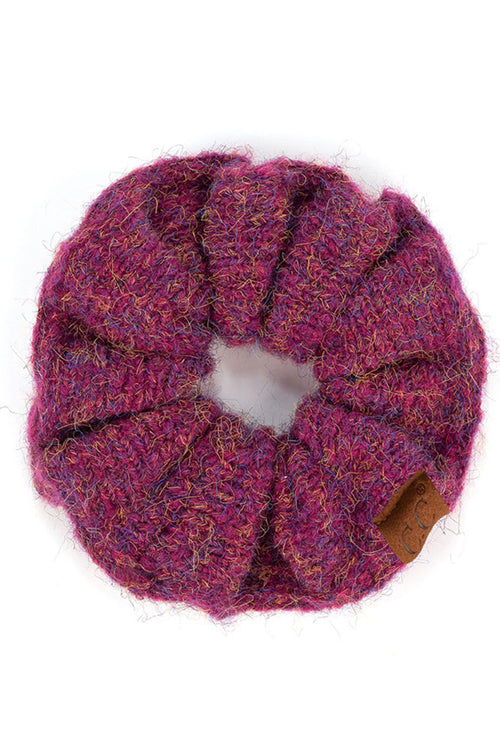 C.C Multi Yarn Knit Solid Color Soft Scrunchies - Magenta