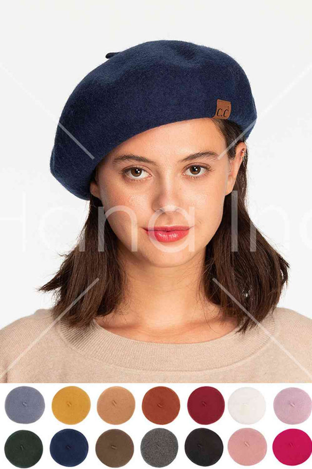 Main The C.C Solid Color Wool Beret is a versatile accessory crafted from 100% acrylic for a soft, lightweight feel. This classic beret offers timeless style in a range of solid colors, making it easy to coordinate with any outfit. The durable acrylic construction resists pilling and maintains its shape, while the one-size-fits-most design provides a comfortable, adjustable fit. Perfect for adding a touch of sophistication to casual or dressed-up looks, this beret is an essential wardrobe staple for year-ro