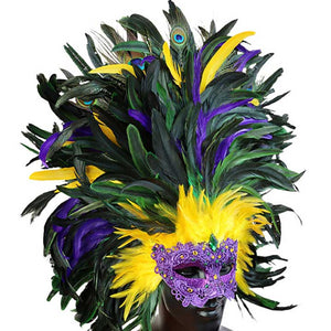 Mardi Gras Masquerade Venetian Feather Mask, Elevate your Mardi Gras or masquerade costume with our stylish Venetian Feather Mask. Gracefully adorned with intricate details and soft feathers, this mask adds an air of elegance and mystery to any outfit. Perfect for themed parties or festive events to make a statement