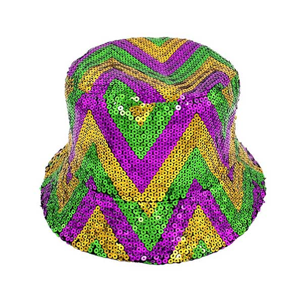 Mardi Gras Sequin Reversible Bucket Hat. Stay stylish and festive with our Mardi Gras Sequin Made with high-quality sequins, this hat adds a touch of sparkle to your outfit. Plus, it's reversible so you can switch up your look effortlessly. Perfect for parades, festivals, and parties.