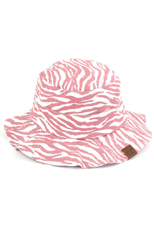 C.C ZEBRA PRINT BUCKET HAT - Mauve