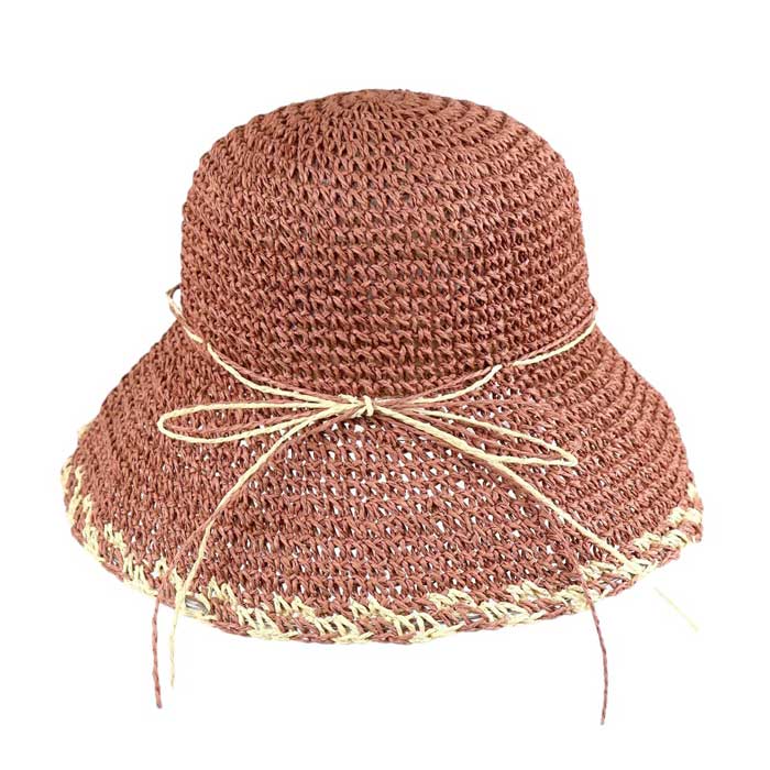 Mauve Edge Detailed Straw Bucket Hat, Expertly crafted with detailed edges, this straw bucket hat adds a touch of sophistication to any summer outfit. Made with high quality materials, it offers both style and protection from the sun's harmful rays. Perfect for a day at the beach or a stroll in the park.