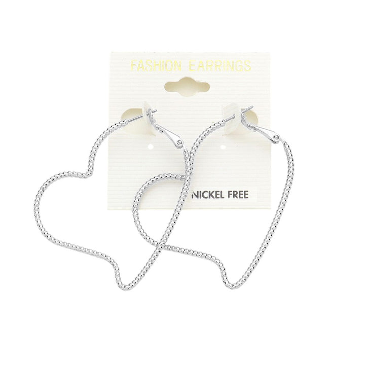 Metal Heart Hoop Earrings are a simple yet elegant addition to any outfit. Made of durable metal, the heart-shaped hoops are perfect for adding a touch of femininity to your look. With a timeless design and high-quality materials, you can wear these earrings with confidence for any occasion. 