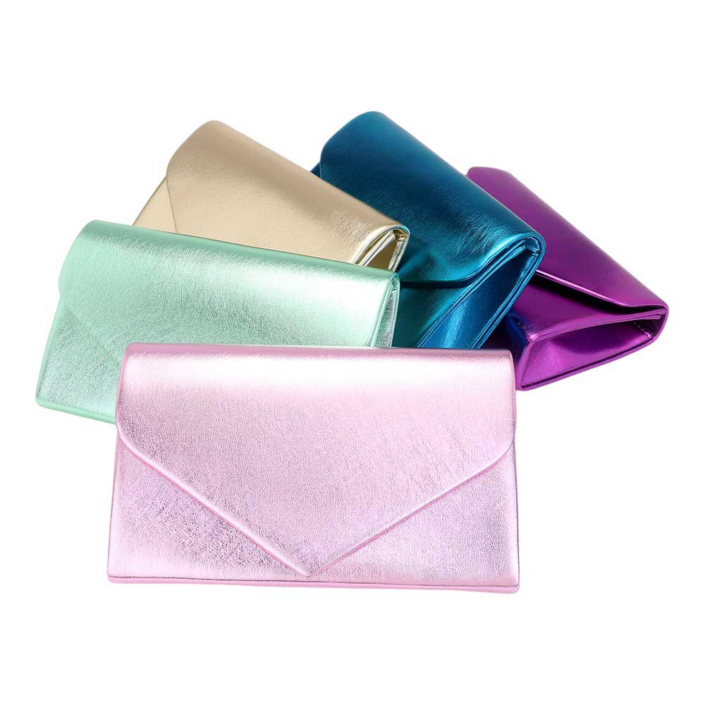 Metallic Envelope Evening Clutch Bag Crossbody Bag is the perfect accessory to elevate any outfit. Made with high-quality materials, its metallic design adds a touch of elegance. Its versatile crossbody style and spacious compartments make it a practical and stylish choice for any occasion.