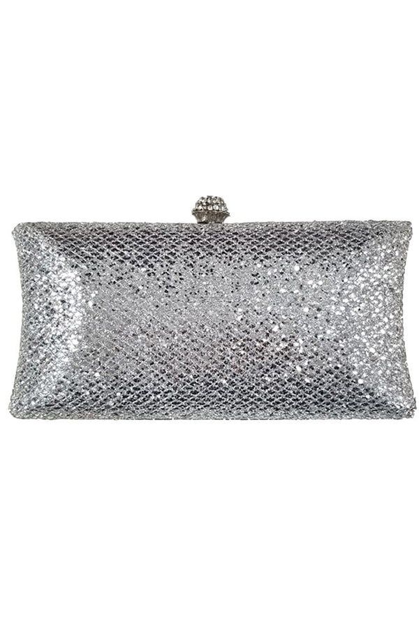 Metallic Glitter Clutch offers a sophisticated blend of style and functionality. Its radiant glitter finish adds a touch of glamour, perfect for complementing evening wear or special occasions. Designed with a secure closure and a compact interior, it offers an elegant solution for carrying essentials without compromising on style. Ideal for those seeking a refined accessory that enhances any outfit.