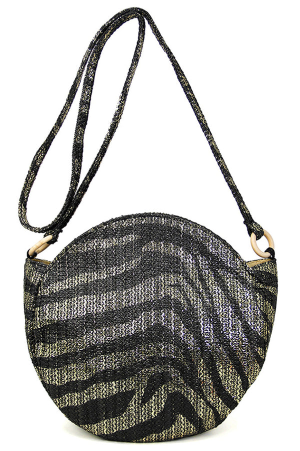 Metallic Zebra Print Round Bag offers a sophisticated blend of bold design and expert craftsmanship. Featuring a striking metallic zebra pattern on a sleek round shape, this bag provides a distinctive look while maintaining a practical size for daily essentials. Ideal for those seeking a statement accessory that combines contemporary style with reliable functionality.