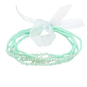 Mint Beaded Stretch Wrap Bracelet, these beaded stretch bracelets are easy to put on, and take off and so comfortable for daily wear. Pair these with a T-shirt and jeans and you are good to go. It will be your new favorite go-to accessory. 
