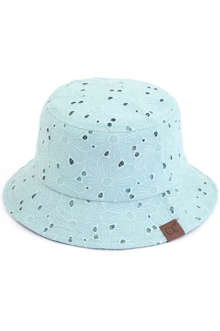 Mint C.C EMBROIDERED FLORAL COTTON EYELET HAT is made of high-quality cotton and features beautiful embroidered floral details. Perfect for adding a touch of elegance and style to any outfit. The lightweight and breathable fabric provide comfort and protection from the sun.