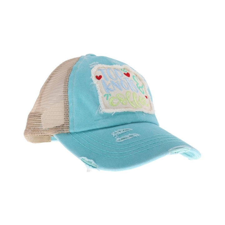 Top Knots and Coffee Patch C.C High Pony Criss Cross Ball Cap is expertly designed for both style and practicality. Featuring a unique criss-cross back, it comfortably accommodates high ponytails, making it ideal for active lifestyles. The cap showcases a charming coffee-themed patch, adding personality and flair. Made from durable, breathable materials, it ensures a secure fit and all-day comfort. Perfect for casual outings or workouts, this cap blends functionality with a distinctive look tailored for tho