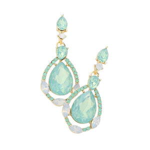 Mint OpalCrystal Rhinestone Teardrop Evening Earrings, are beautifully crafted with glimmering crystal rhinestones and a teardrop design that adds elegance and charm to your look. They are the perfect accessory for adding a touch of glamour to any special occasion. A quintessential gift choice for loved ones on any special day.